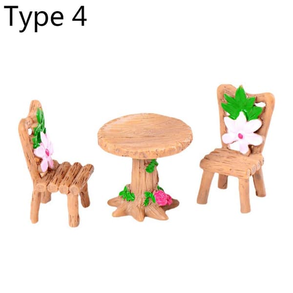 3 stk Bord og stoler Miniatyr miniatyr Type 4