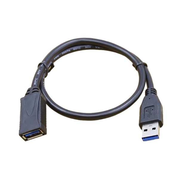 USB-kabel Rakhuvud USB3.0 hann til hunn datasynkroniseringslinje Strøm for USB-vifte/ USB-lamper Svart 1m