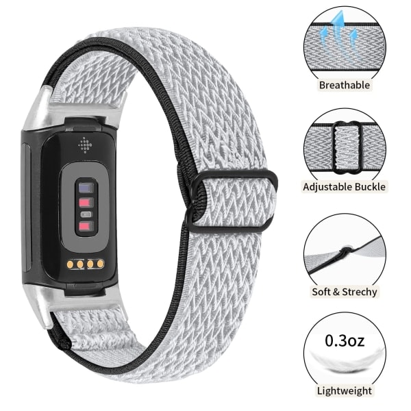 Kompatibel med Fitbit Charge 5 armbånd Nylon Grå/Sort