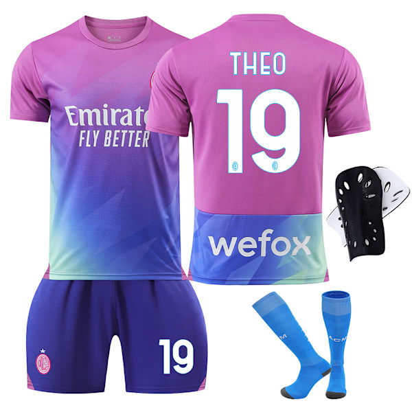 2324 AC2 bortapaket 9 Giroux 10 Leo 11 Prisic 19 Teo fotbollströja NO.19 med strumpor skyddande NO.19 with socks protective 24#140-145cm