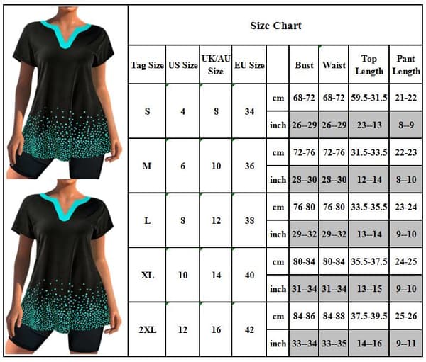 Dame Tankini Sæt & Boy Shorts Badedragt Strandtøj L