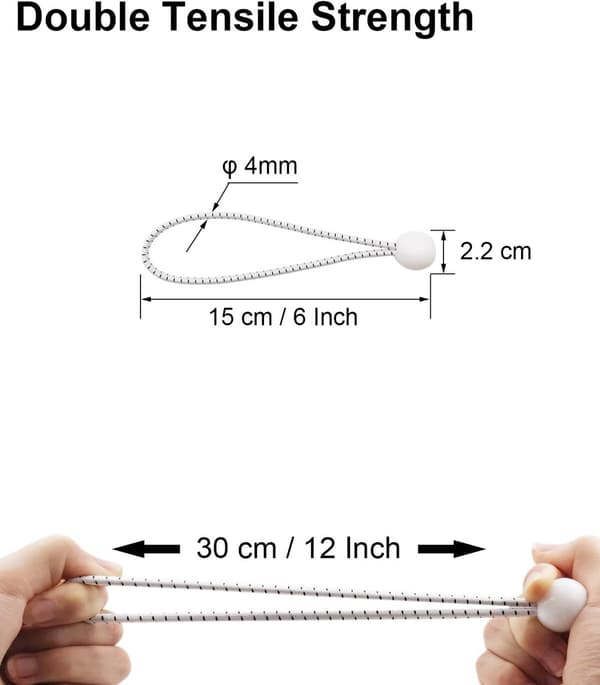 50 stykker - 15 cm - Elastisk reb - Elastisk snor - Spændelastik - Spændingssnor - Boligindretning