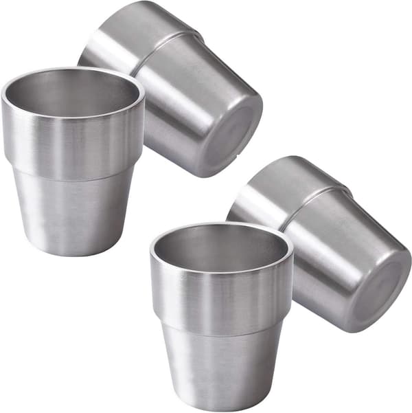 4 stk. - Rustfritt stål kopp - 180 ml - Stabelbare kopper i rustfritt stål - metallkopp - Dobbel - veggisolerte drikkekopper Glass
