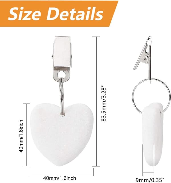 8 dukvekter - 4*4 cm, marmor og hjerteformet - for piknik, camping, bryllup - hvit