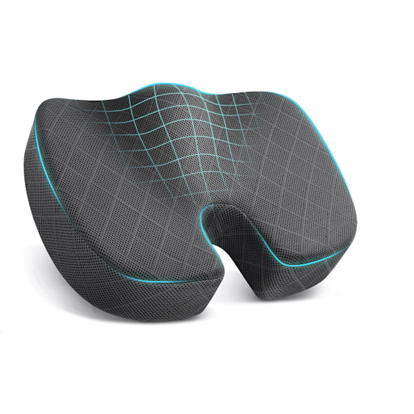 Kontorsstol Kudde Extra Stor Memory Foam Sittdyna, Ergonomisk Sittdyna för Lindring av Ischias och Smärta Orsakad av Långvarigt Sittande black
