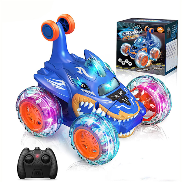 Spiderman RC-bil RC-leker, oppladbar stunt RC-bil med 360 graders flip, firehjulsdrift og hjulbelysning Shark remote control color box