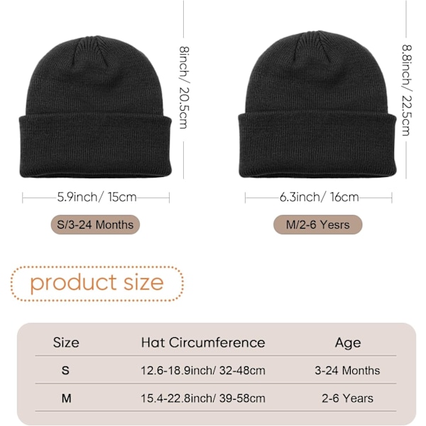 Vinterstickad Mössa för Småbarn - Mjuk Unisex Varm Hatt för Pojkar och Flickor 3 Pack Hats : Beige/Caramel/Black 2-6 years