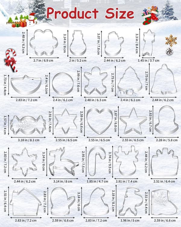 24 stk. pepperkakeformer jul - Adventskalender 2025 - Pepperkakeformsett til jul - Pepperkakeformer - Pepperkakeform