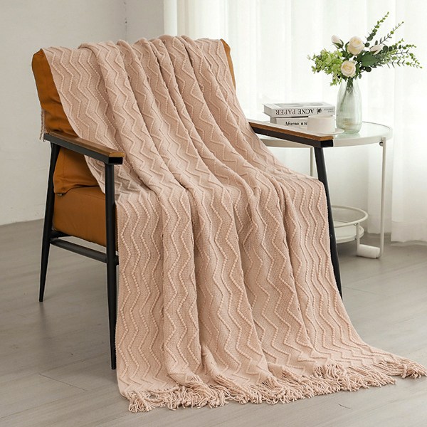 Filt för soffa, Texturerad Mjuk Filt, Dekorativ Stickad för Hemmet Vardagsrum, 127x152 cm kartan