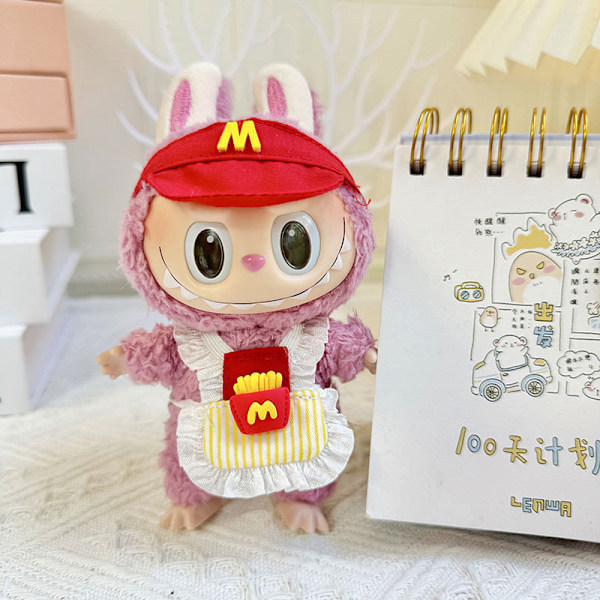 McDonald's-anheng, (kun klær) 17 cm anheng blindboks macaron Labubu Labubu Time to chill dukkeklær