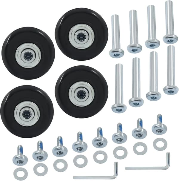 Bagagebyteshjul, reparationssats för resväskor i gummi med kullager för resbagage, kraftig, 50 x 18 mm, 4-pack
