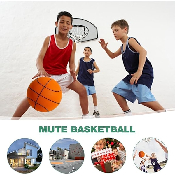 Tyst Basketboll - obelagd skumboll med hög densitet, lätt och mycket elastisk flexibel Tyst Basketboll, tyst boll för hemmabruk och inomhusträning