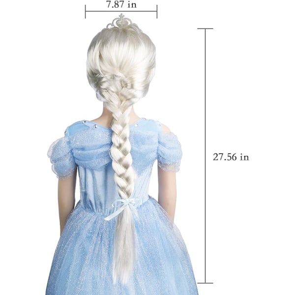 Prinsessan Elsas Kostymtillbehör – Samma som ovan. 9 pieces - blue (wig)