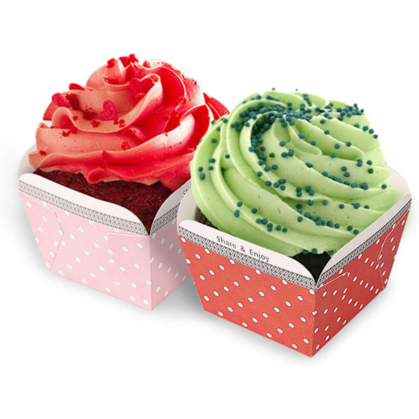 100 stk. Papirbageforme Små Firkantede Kageomslag Cupcake-forme (Blå) blue