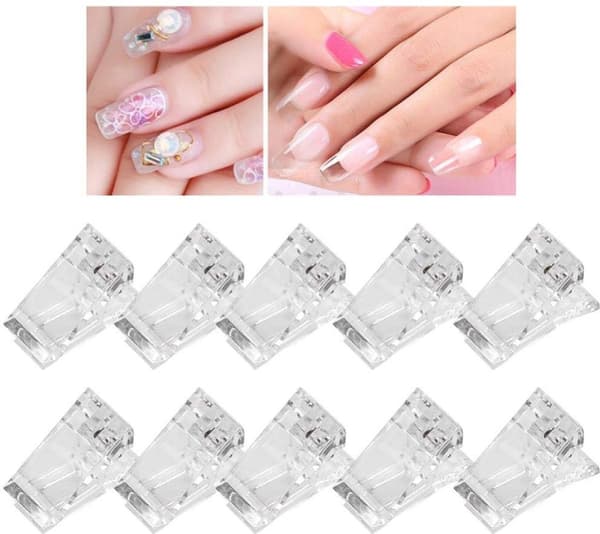 Gennemsigtige negletipsclips, hurtigbygningsform til manicure, 10 stk./sæt