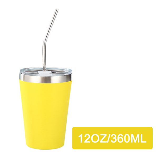 Rustfrie Barnekrus med Sølebestandig Lokk, Sugerør & Silikonhylser, 355 ml, BPA-frie, Isolerende, for Kalde & Varme Drikker Style 1