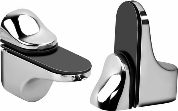 Glashyllfäste, 2st Silver, Fiskmunsklämma för 3-20mm Glas- & Trähyllor, Väggmonterad