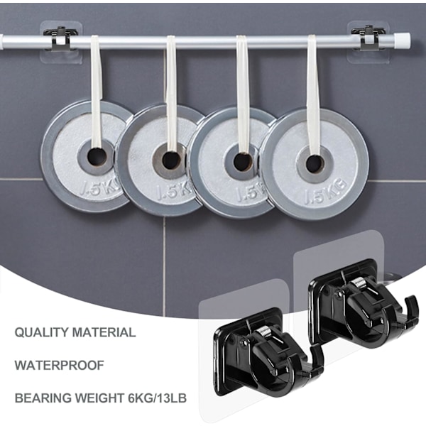 8-delt gardinstangfeste uten boring, selvklebende gardinstangfeste krok uten spiker, justerbar gardinstangkrok 8*Black