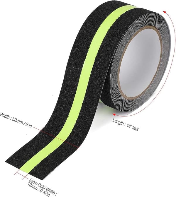 1 rull sklisikker teip - Trappeteip - med selvlysende effekt - 5 m x 5 cm
