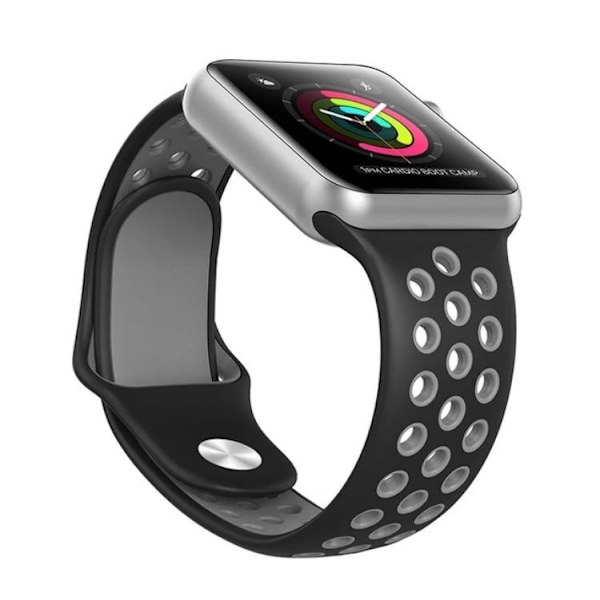 Apple Watch 4 - 44mm - HUTECHs Stilrene Silikonarmbånd Marineblå/Hvit Marinblå/Vit l