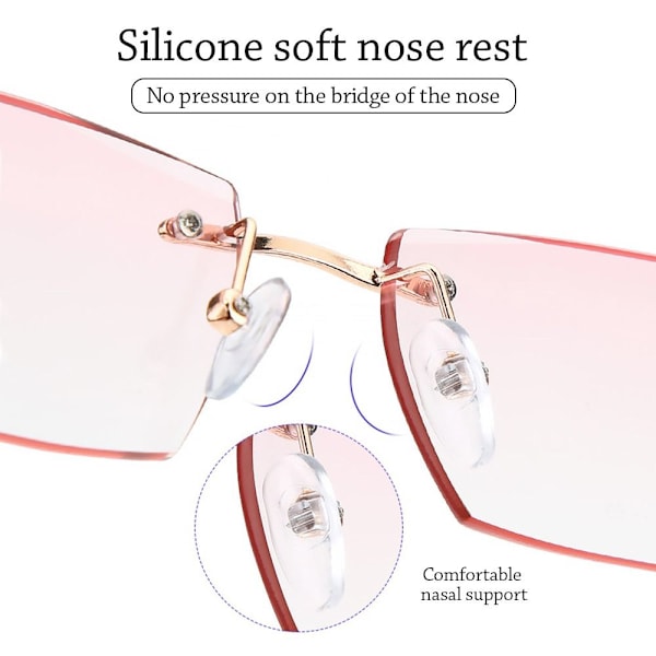 Anti-blått lys Lesebriller Firkantede Briller ROSA STYRKE Rosa Pink Strength 100