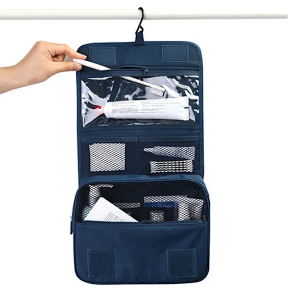 Rejsetaske til mænd og kvinder kosmetiktaske Nylon Vandtæt makeup taske med høj kapacitet Toiletartikler opbevaringstaske Damer Neceser Badeværelsestaske Blue flowers