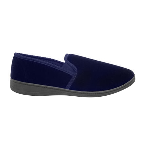 Zedzzz Herre Ross Tvillingkil Slippers i Velour, 7 UK, Marinblå Navy Blue 7 UK