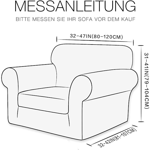 Elastisk sofatrekk, stretch sofatrekk, trekk for 1-seters sofa / divan / stol (Krem, 85 - 115 cm)