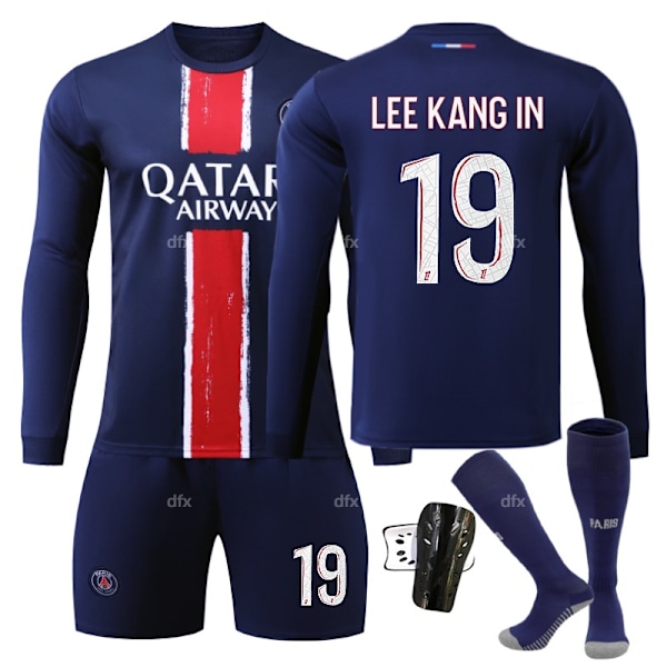 Paris Saint-Germain Barn Hjemmestøtte 2024-2025 Høst Og Vinter Nr 19 Sokker + Vakt L LEE KANG IN No 2 socks XL