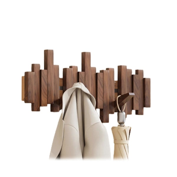 Puinen Piano Vaateteline Seinään Asennettava Vaateteline Monitoiminen Taitettava Ripustin Esteettinen Huoneen Sisustus Musta Pähkinäpuu Black Walnut 6 Hooks