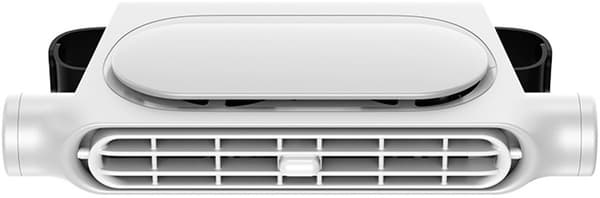 Bil nakkestøttevifte, USB oppladbart 3000mAh batteri, justerbar luftstrøm, stillegående ABS-ventilator for baksetepassasjerer, hvit