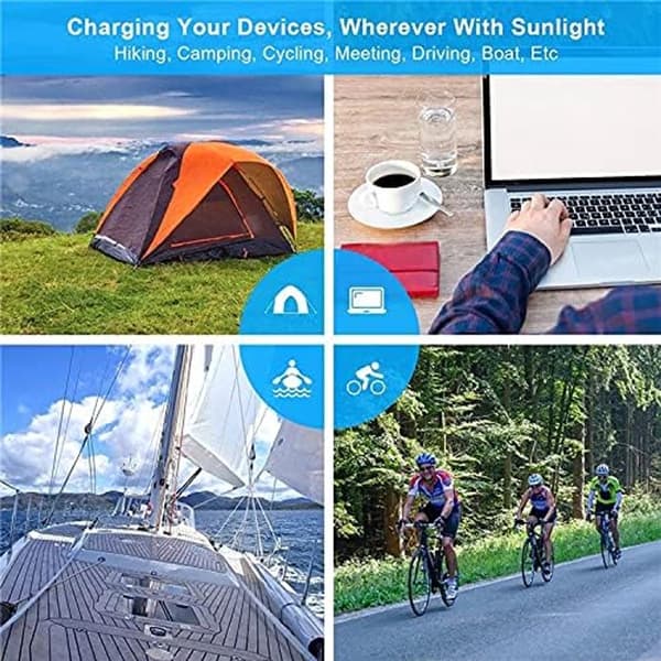 Bærbar solcelleoplader med 20W output, 5.2V, 2A, 2 USB, foldbar solcelleoplader til bærbare computere, telefoner, miniventilatorer og USB-forlængerkabel