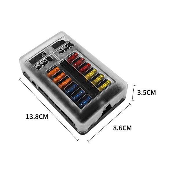 6/12-veis 12V Sikringsboks, Sikringsholder Bladsikringer med 16 Sikringer