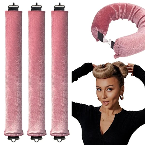 4 dele Heatless Hår Curling Curling Rod Pandebånd Ingen Varme Hår Ruller Hår Styling Værktøj
