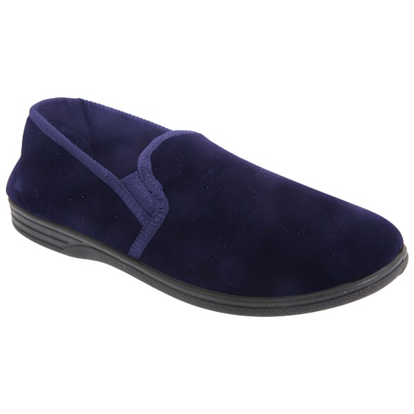 Zedzzz herr Ross tvillingkil gusset velourtofflor 10 UK marinblå Navy Blue 10 UK