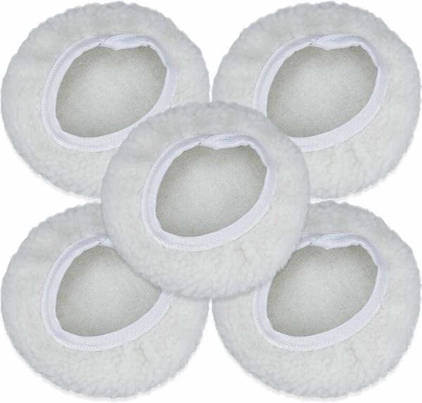 Poleringshette-sett, 5 deler, 125-150 mm, ullvokspads, for bilpolerer