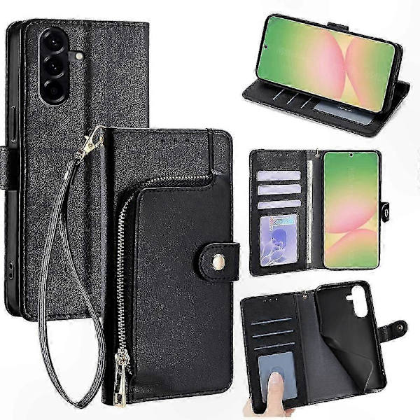 A56 5G Leather Case with Zipper - Protective Smartphone Case Black