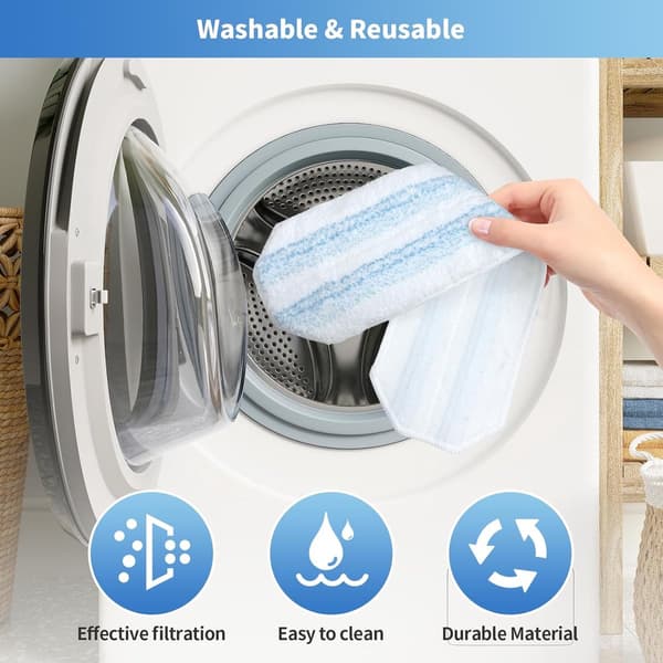 8-delt moppepute erstatning egnet for O Cedar H2prO moppesystem, egnet for Vileda H2PrO flatmopp refillsett - moppehode erstatning