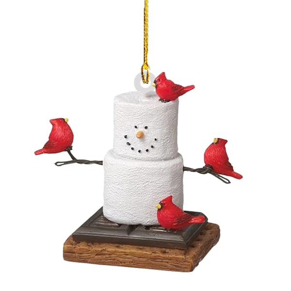 Snømannsornament med kardinaler (tilfeldig hengende snor)