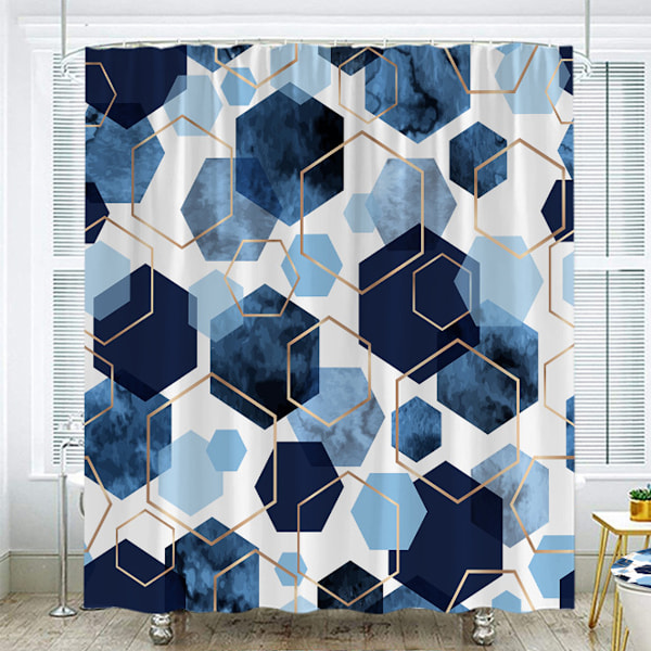 Geometrinen taidesuihkuverho, vedenpitävä, abstrakti kangassuihkuverhosetti kodin sisustukseen 180cm*200cm