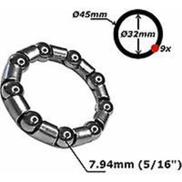 2x Stålkulelager for sykkel, 32 mm 45 mm 9 kuler 7,94 mm, universal, DIY, sykkelkranklager - WELLNGS