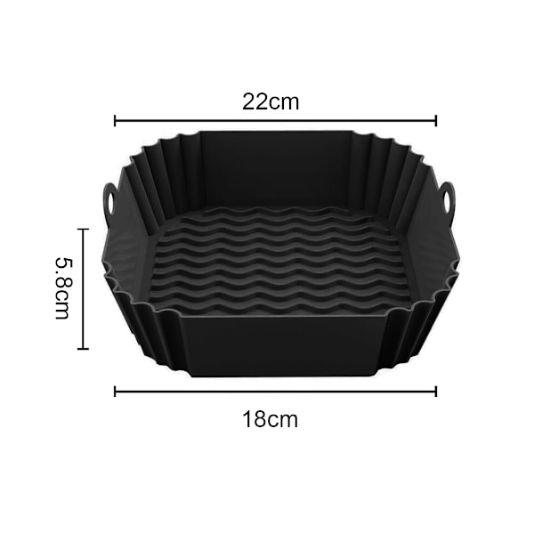 Firkantet airfryer silikonbakematte Airfryer silikonbeholder Firkantet airfryer silikonplate black