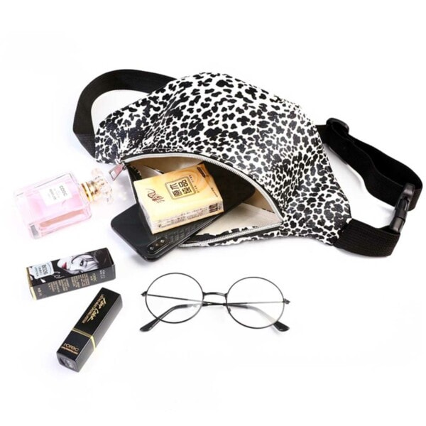 Midjeväska Magväska Cross Body Bum Bag Leopard Svart black