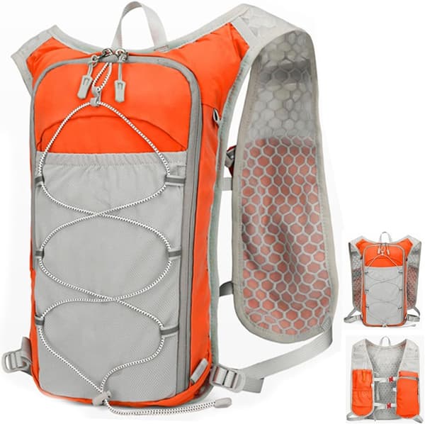 Hydration Løbevest, 5L Åndbar Polyester Rygsæk Med Reflekterende Striber Til Løb, Cykling, Vandring Og Maraton, Orange