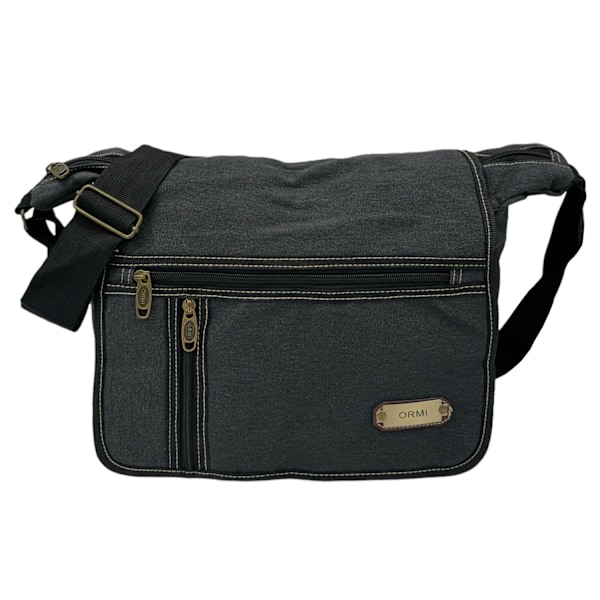 Mellemstor skuldertaske i canvas Sort Black one size