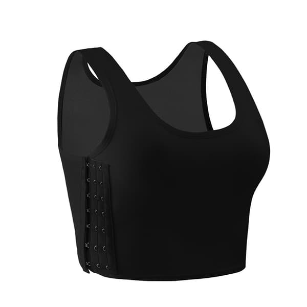 Brystbinder Tanktop Åndbar Bomuld Polyester Slim Fit Justerbar Krog Lukning til Transmænd Sort 2XL Black 2XL