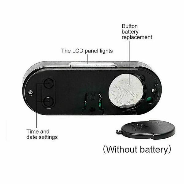 Bil Digitalt Ur Termometer LED Display med Baggrundsbelysning 12H 24H til Køretøjs Interiør Instrumentbræt Sort
