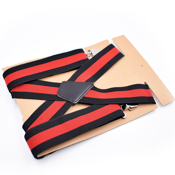 Herr Hängselhängslen seler 5 cm rygg Heavy Duty Biker Snowboard Bukser Elastiske 4 klips Black And Red