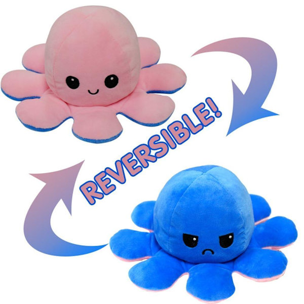 Dubbelsidig vändbar bläckfisk plyschleksak, Reversible Octopus