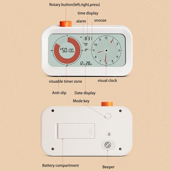 60 Minutters Skrivebordsalarm med Visuell Timer